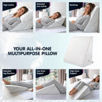 Wedge Pillow for Sleep Apnea, FSA Eligible Bed Wedge Pillow for Headboard, Acid Reflux, Snoring, Back Pain, and Post Surgery Recovery (12" and 9"