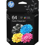 HP 64 Black & Tri-Color Ink Cartridges Printers (Combo Pack) | Works with Printer Series: Inspire 7950e; Envy Photo 6200, 7100, 7800; Tango