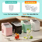 Sweetcrispy Countertop Ice Maker with Scoop, Basket and Handle, Portable Ice Machine 9 Cubes Ready in 6 Mins, 26.5lbs in 24Hrs, 2 Sizes for Home