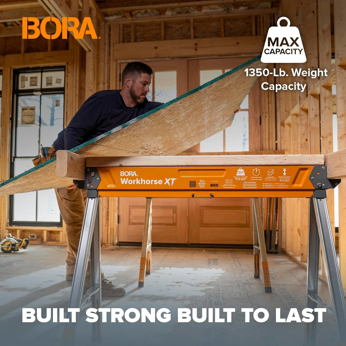 BORA Workhorse XT Saw Horses 2 Pack Adjustable Folding Heavy Duty Sawhorse