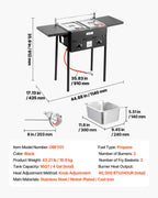 VEVOR Outdoor Propane Deep Fryer, Double Burners Commercial Fryer, 16 Qt Stainless Steel Cooker with Removable Baskets & Lids & Tanks, Oil Fryer Cart