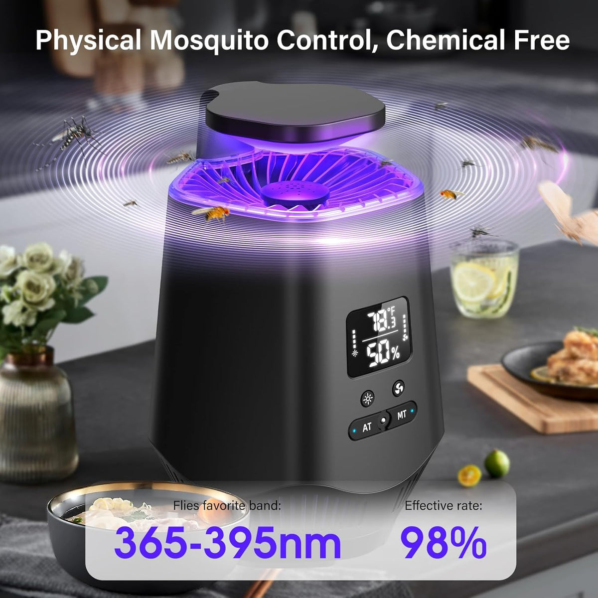 Fruit Fly Traps for Indoors, Smart Fly Trap Indoor Bug Zapper Gnat Traps for House Indoor with Temperature and Humidity Sensor, 10PCS Sticky Boards
