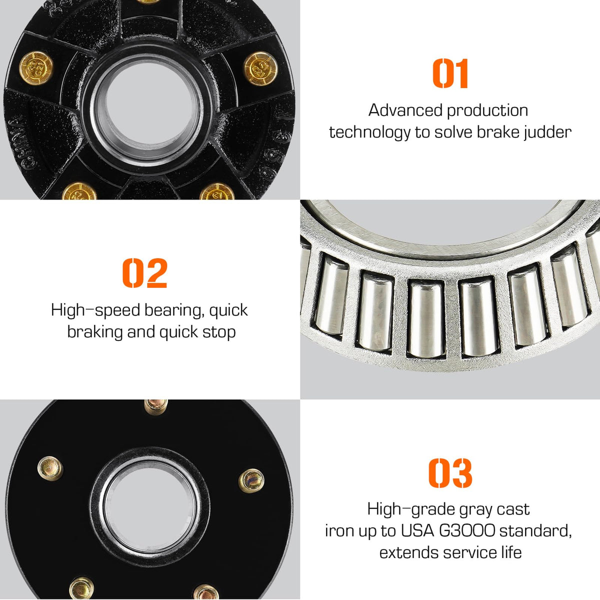 Aeagle 2 Sets 5 on 4.5" Trailer Hub Kits for 1-1/16" & 1-3/8" Tapered Axle
