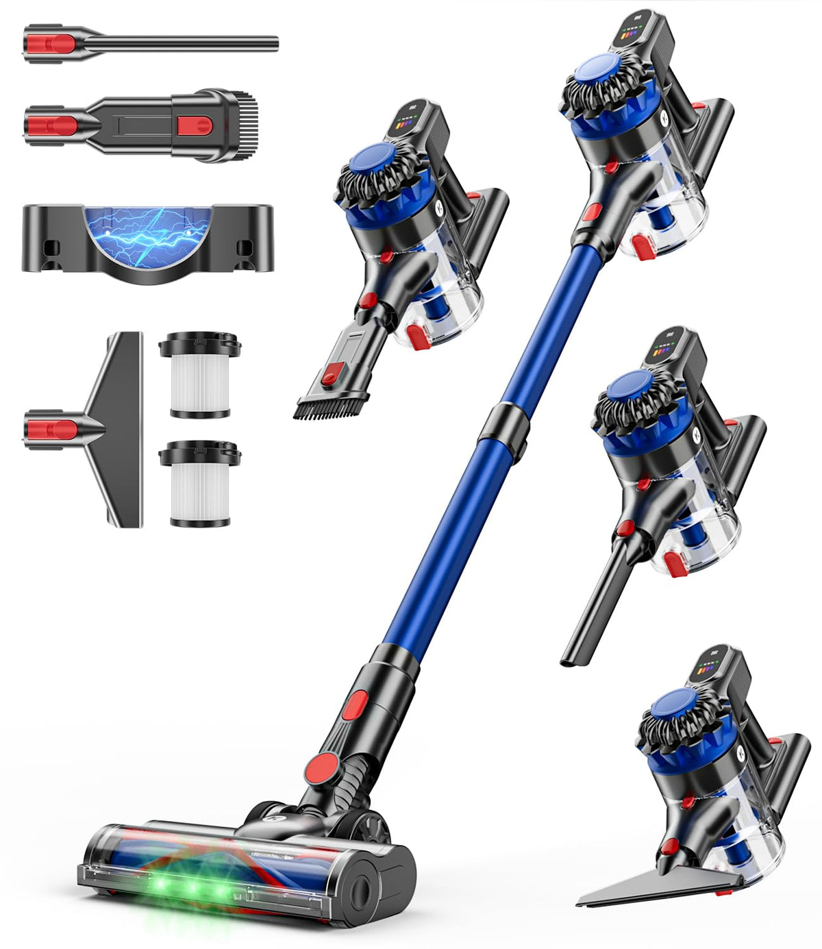 KARDV Cordless Vacuum Cleaner, 500W/40Kpa Vacuum Cleaners for Home, 60Mins Stick Vacuum with LED Display, Anti-Tangle Wireless Vacuum, 8 in 1
