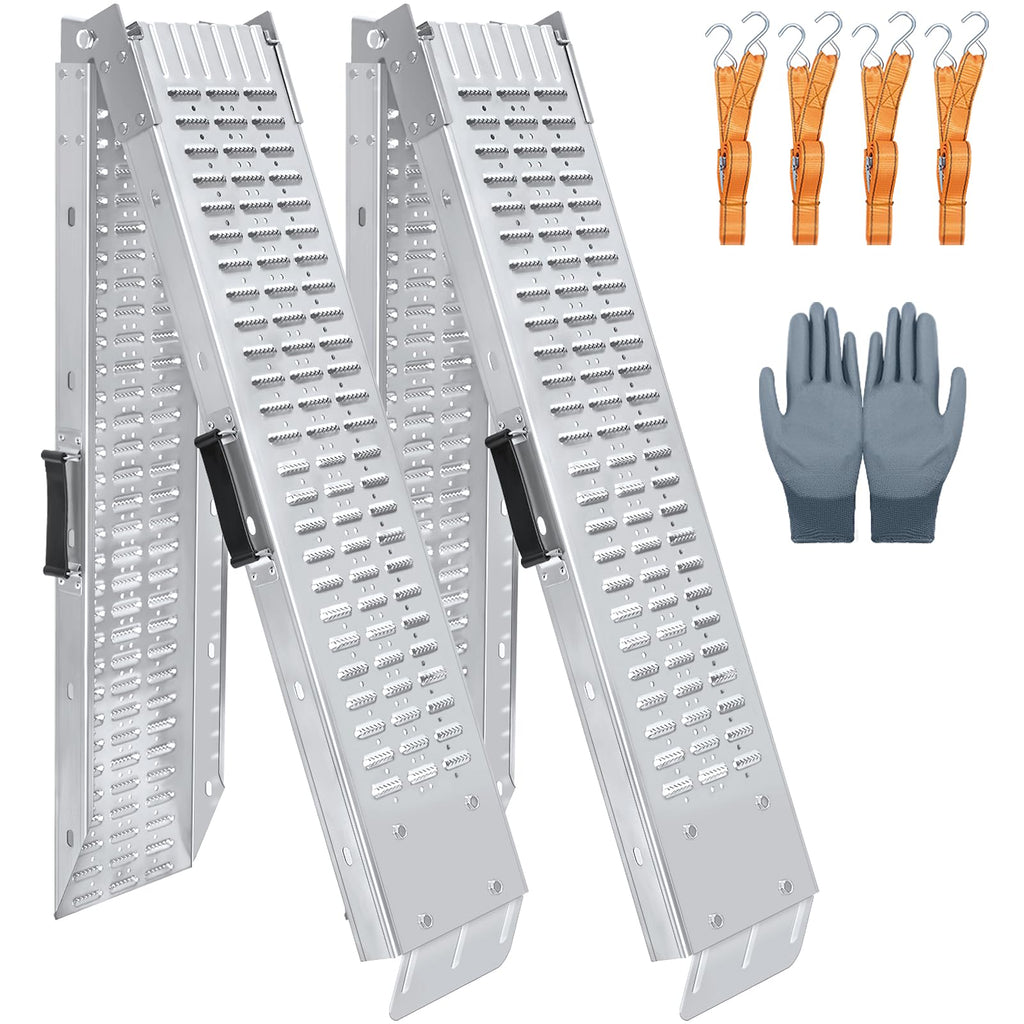 72.5" Heavy Duty Folding Loading Ramps, 1500lb Capacity, Ideal for Motorcycles, Lawn Mowers, ATVs, UTVs, and More – Pack of 2 with Safety Straps and