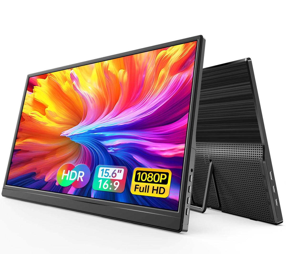 WGK 15.6 inch Portable Monitor 1080P FHD Travel Display HDMI/USB-C Compatible with Laptops, Desktops, Phones, PS, Mac, Xbox, Switch, and Other Gaming