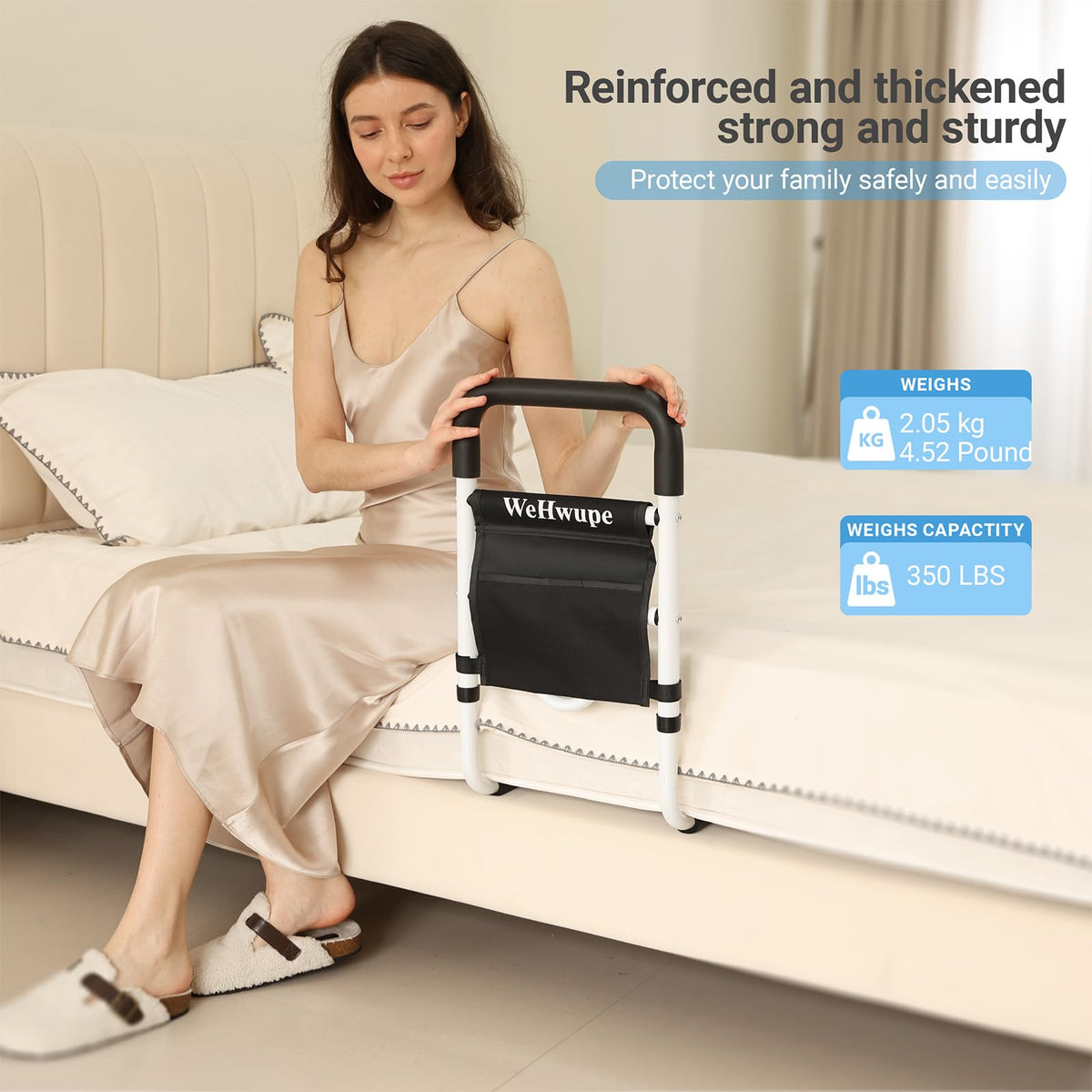 Bed Rails for Elderly Adults Safety with Bedside Storage Pocket