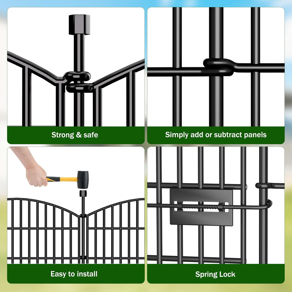 10 Panel No Dig Decorative Garden Fence with Gate 32"H x 23.6'L Dog Barrier