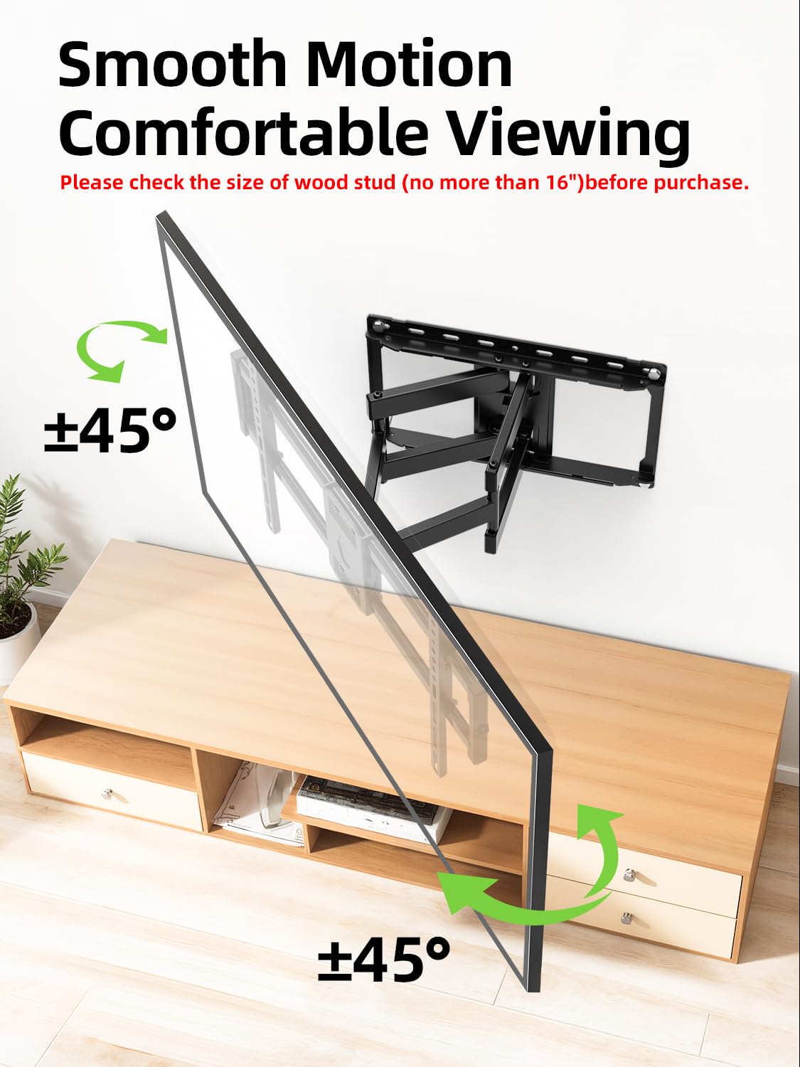 USX Mount Full Motion TV Wall Mount for 42-90 inch TV Holds up to 132lbs