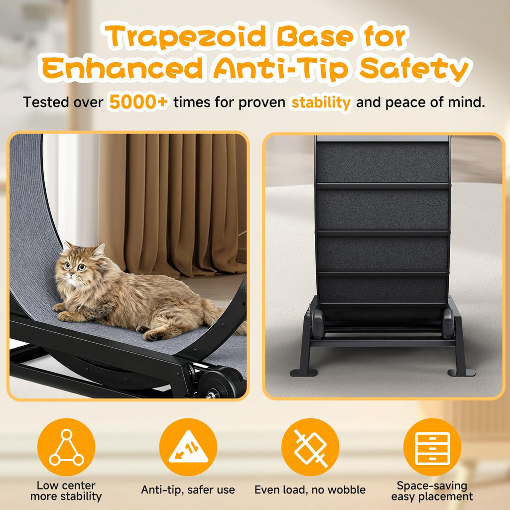 GTPLAYER Cat Wheels, 40" Diameter, Large Cat Exercise Wheel for Indoor Cats cat Treadmill Metal with Detachable Carpet & Teaser/Stickers, Ultra-Quiet