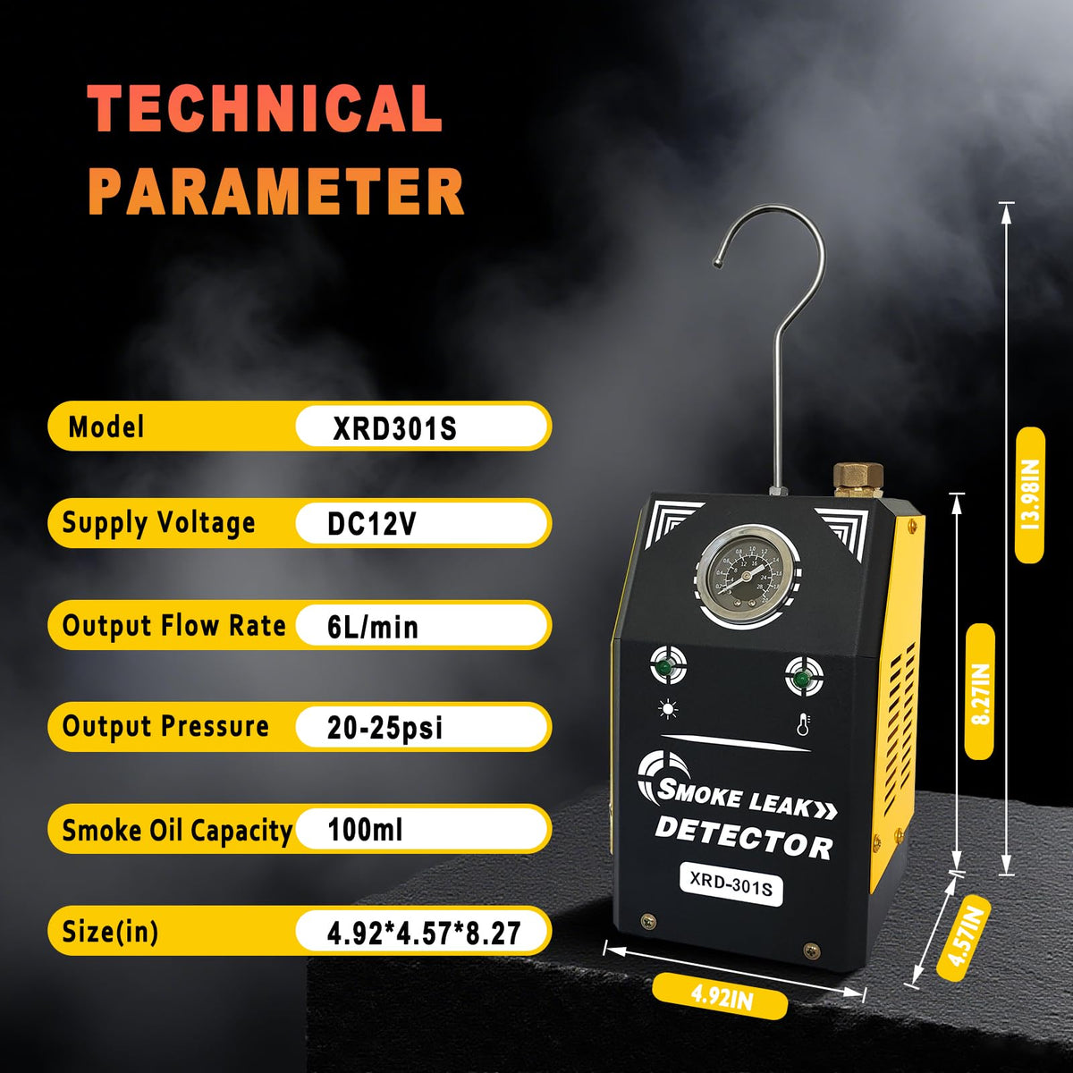 Smoke Machine, All Accessories & Built-in Air Pump, Pressure Gauge