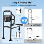 Bed Rails for Elderly Adults Safety, ASTM Tested 400 LBS Bed Assist Rail with Side Assist Handle, Ergonomic Foam Grip, Bed Cane for Seniors