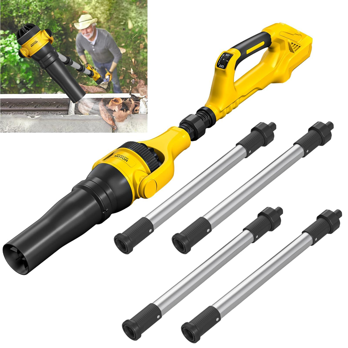 2 in 1 Pole Leaf Blower Cordless for DeWalt 20V Max Battery(Tool Only)