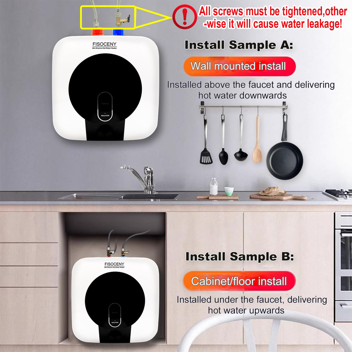 2.5 Gallon Water Heater Under Sink Instant Hot Mini Tank Water Heaters 110V 120V Small Hot Water Heater,1500W Rv Compact Mini Water Heater Kitchen