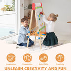 Tiny Land Wooden Easel for Kids, Art Easel with Chalkboard & Whiteboard