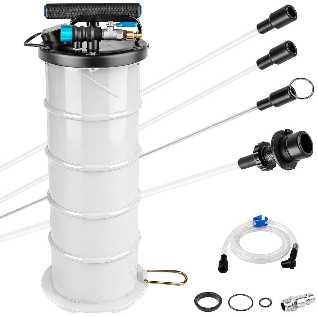 6.5L Oil Extractor Pump - Pneumatic/Manual Automotive Fluid Extractor with Extended Suction Hoses & Brake Bleeding Hose for Oil/Fluid Change