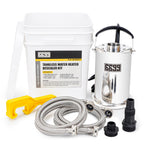 Tankless Water Heater Flushing Kit Includes 1/3HP Stainless Steel Sump Pump with Two Adapters & 3 Gallons Pail with Bucket Lid Opener & Two 1/2” Dia