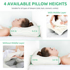 UTTU Cervical Pillow for Neck Pain Relief, Memory Foam Neck Pillow for Sleeping, Adjustable Orthopedic Sandwich Pillow, Contour Cooling for Side Back