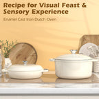 Enameled Cast Iron Dutch Oven - Umite Chef 5QT Pot with Lid & Cotton Potholders - Heavy-Duty Cookware for Bread Baking, Braising, Stews, Roasting