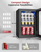 Feelfunn 24 Can Beverage Refrigerator,18L Mini Fridge, Black