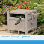 Suncast 100 ft. Hose Hideaway, Garden Hose Reel Box, Light Taupe