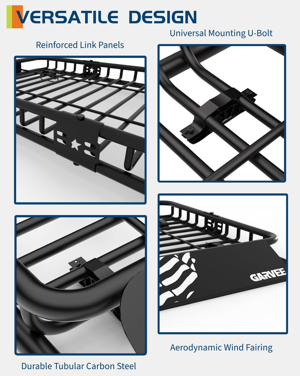 GarveeLife 46" x 36" Universal Roof Rack Cargo Carrier Basket, 200 Lbs Capacity Rooftop Cargo Rack, Car Top Luggage Holder Basket Heavy Duty for SUVs
