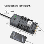 Belkin Surge Protector Power Strip w/ 8 Rotating & 4 Standard Outlets - 8ft Sturdy Extension Cord w/Flat Pivot Plug for Home, Office, Travel, Desktop