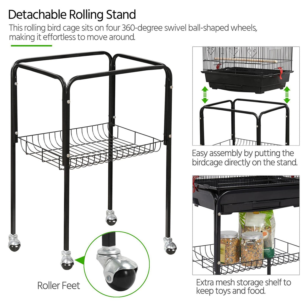 Yaheetech 64-Inch Open Top Bird Cage for Parakeets & Cockatiels, Black