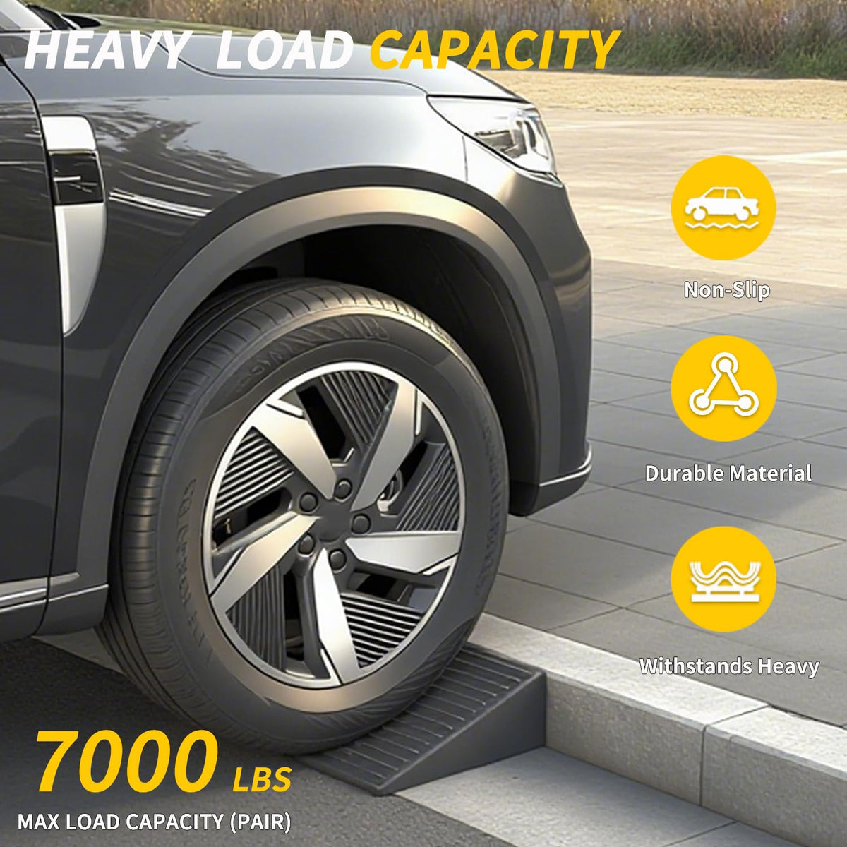 Rubber Curb Ramps for Driveway 4.0 inch Rise 2 Pack