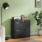 2 Drawer File Cabinet with Lock,Metal Lateral Filing Cabinet for Home Office,Hanging Letter/Legal/A4 Size (Black, H27.95×W28.35×D15.74)