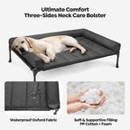 Veehoo Outdoor Elevated Dog Bed with Waterproof Bolster Cushion, Cooling