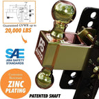 Adjustable Trailer Hitch - 20,000 LBS, Fits 2 and 2-5/16 Inch Balls, US Gov Tested & Certified, Gooseneck Trailer Hitch Adapter for RV Towing