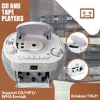 Retekess TR621 CD and Cassette Player Combo, Boombox CD Player(White)