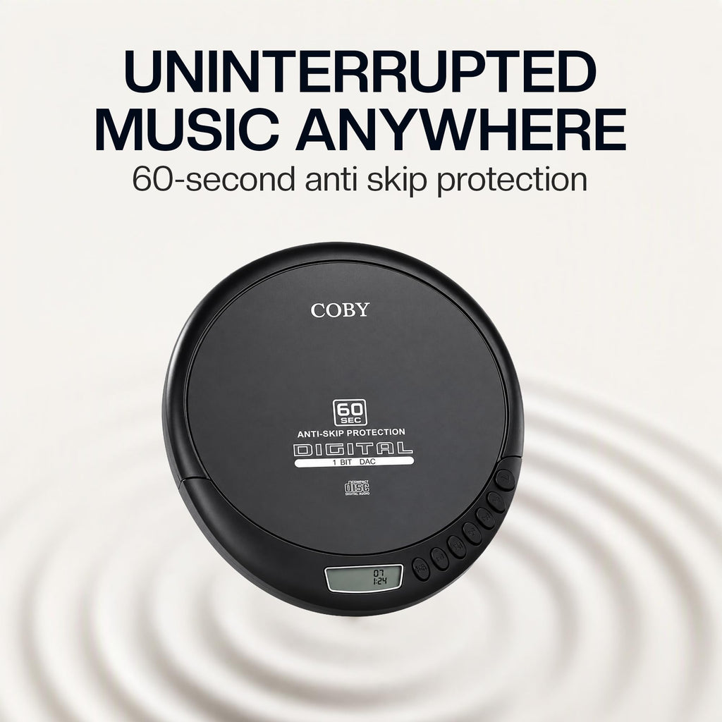 Coby Portable CD Player, 60 Second Anti Skip, FM Radio, CD Player for Car