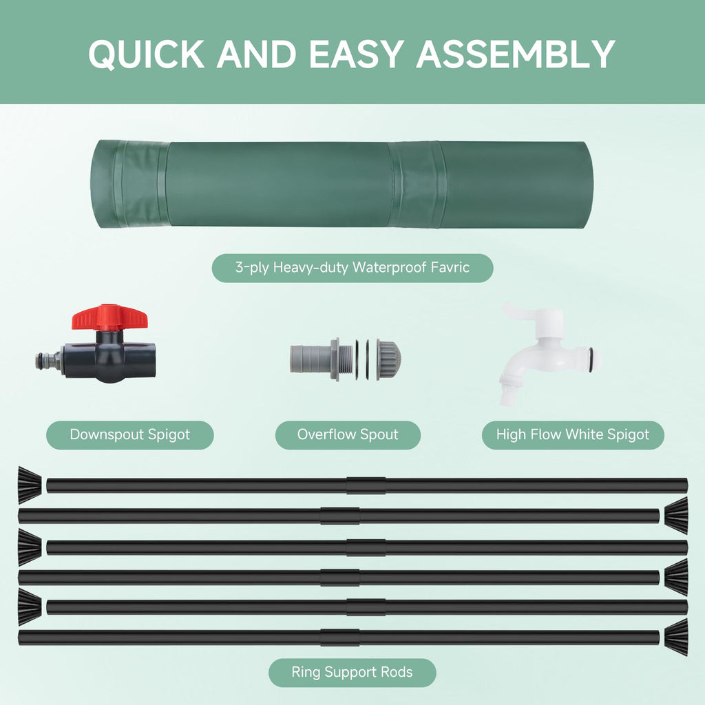 Collapsible Rain Barrel Water Storage Containers 53 Gallon