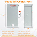 100 Amp Manual Transfer Switch, 24000W, 120/240V, 10-Year Warrnaty