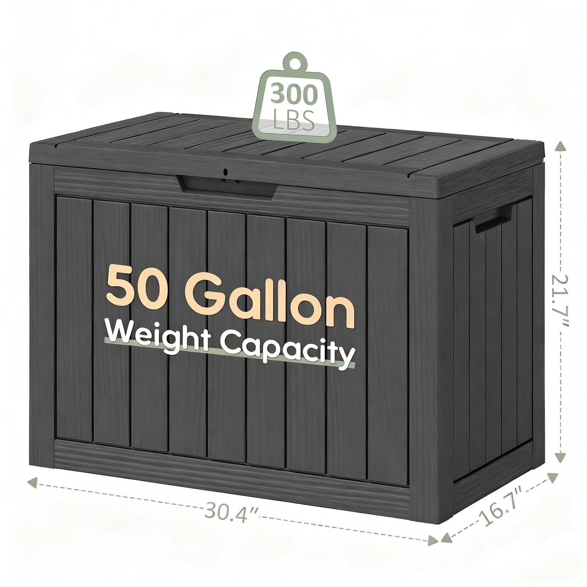 Outdoor Storage Box, Resin Deck Boxes outdoor, Waterproof Storage Box Lockable Lid (Black, 50 Gallon)