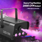 Fog Machine 500W with 14 Color RGB LED Lights and Auto Mode, 2000CFM Smoke Machine Fog with Wireless Remote Control for Parties Indoor Outdoor