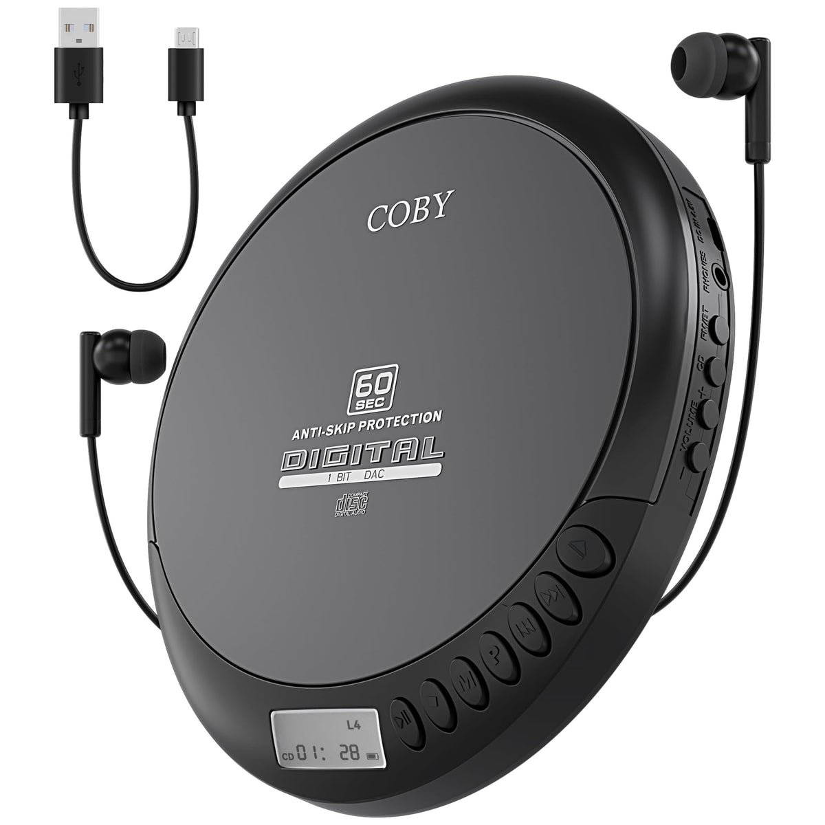 Coby Portable CD Player, 60 Second Anti Skip, FM Radio, CD Player for Car