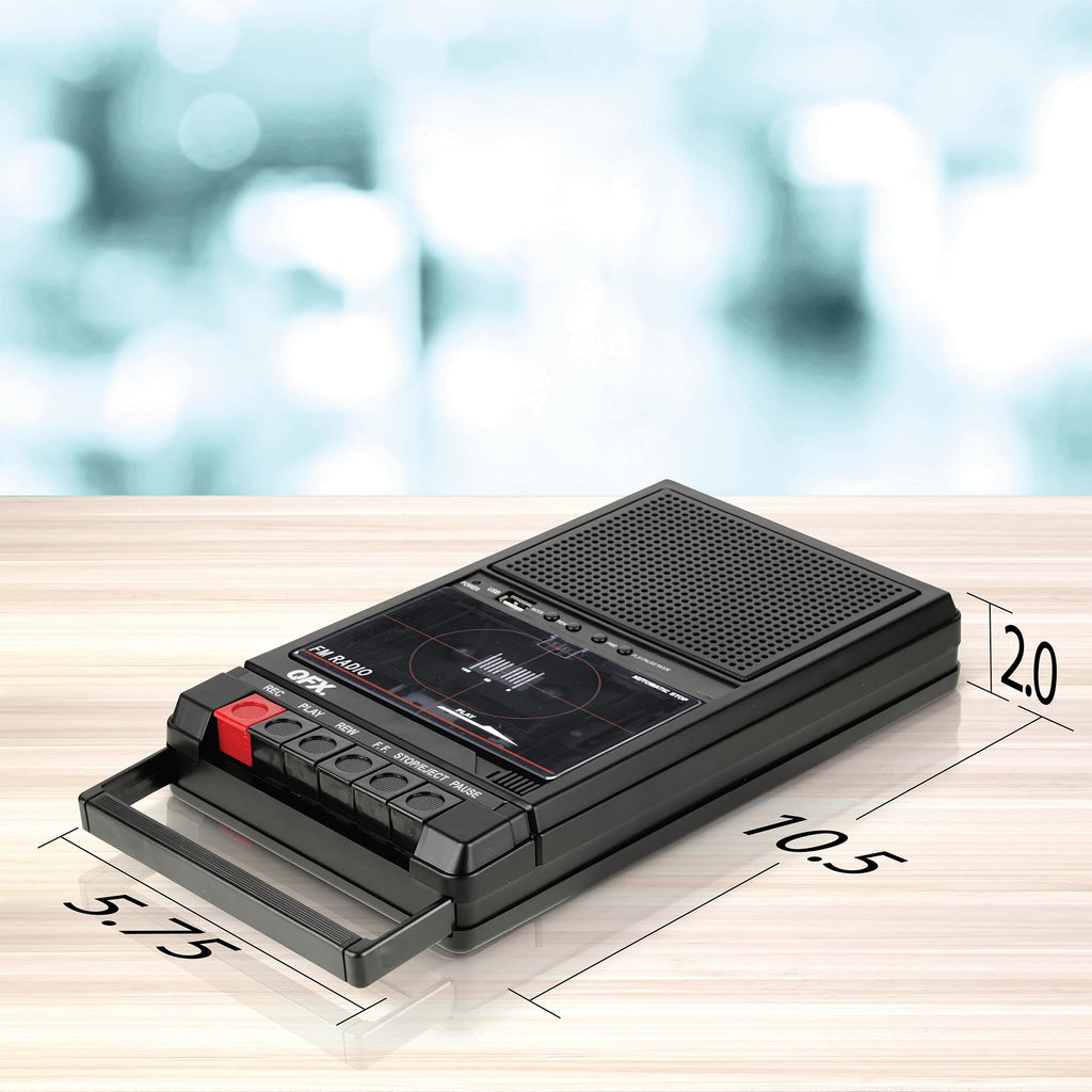 QFX Portable Shoebox Cassette Tape Player Recorder, RETRO-39BT