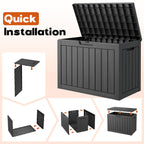 Outdoor Storage Box, Resin Deck Boxes outdoor, Waterproof Storage Box Lockable Lid (Black, 50 Gallon)
