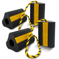 Wheel Chocks (2pair/4pack with Rope) for RV Trailer Camper Truck Car Aircraft, Versatile Heavy Duty Rubber Wheel Chocks Block with 3 Reflective