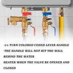 LIULO TOOL 3/4 Inch IPS Isolator Tankless Water Heater Service Valve Kit, with Pressure Relief Valve, Clean Brass