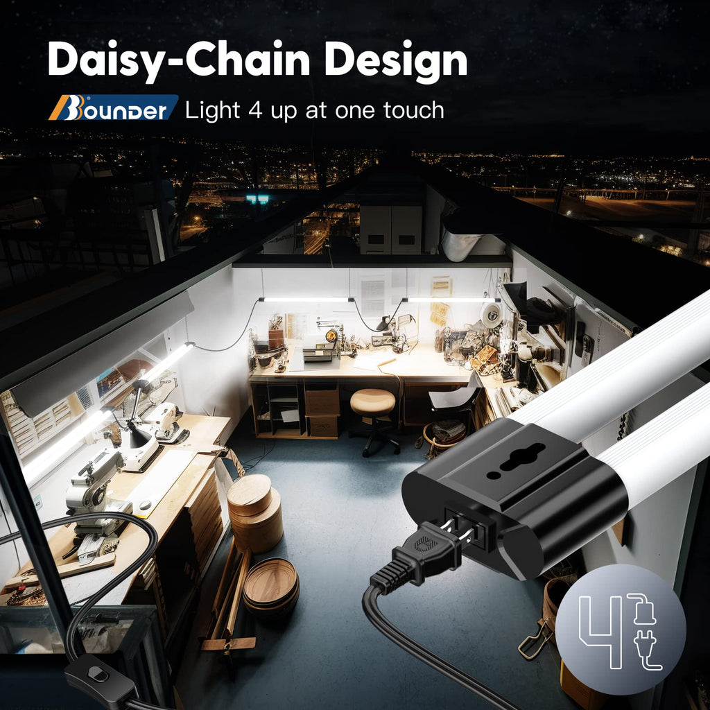 10 Pack 4FT LED Shop Light, 6500K, 40W=250W, 4400LM, 4 Linkable