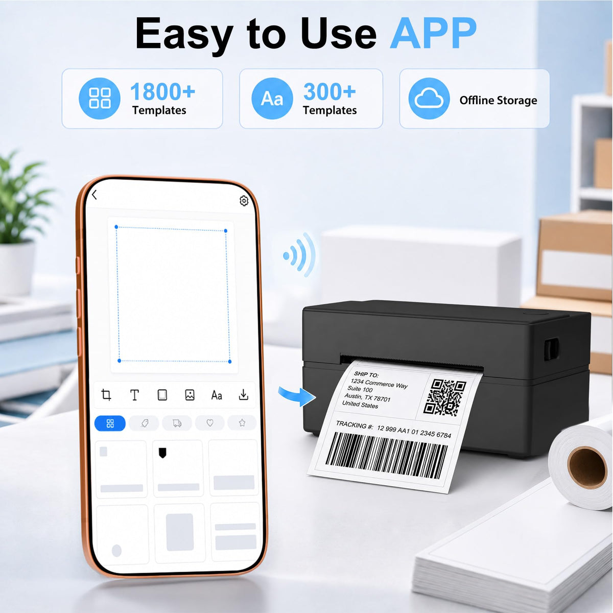 Thermal Shipping Label Printer 4x6 Bluetooth Label Maker for Small Business