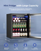 Feelfunn 68 Can Beverage Refrigerator, 1.7CuFt Mini Fridge with Glass Door
