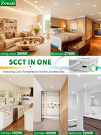 24 Pack 4 Inch LED Recessed Ceiling Light, 5CCT, Dimmable, White