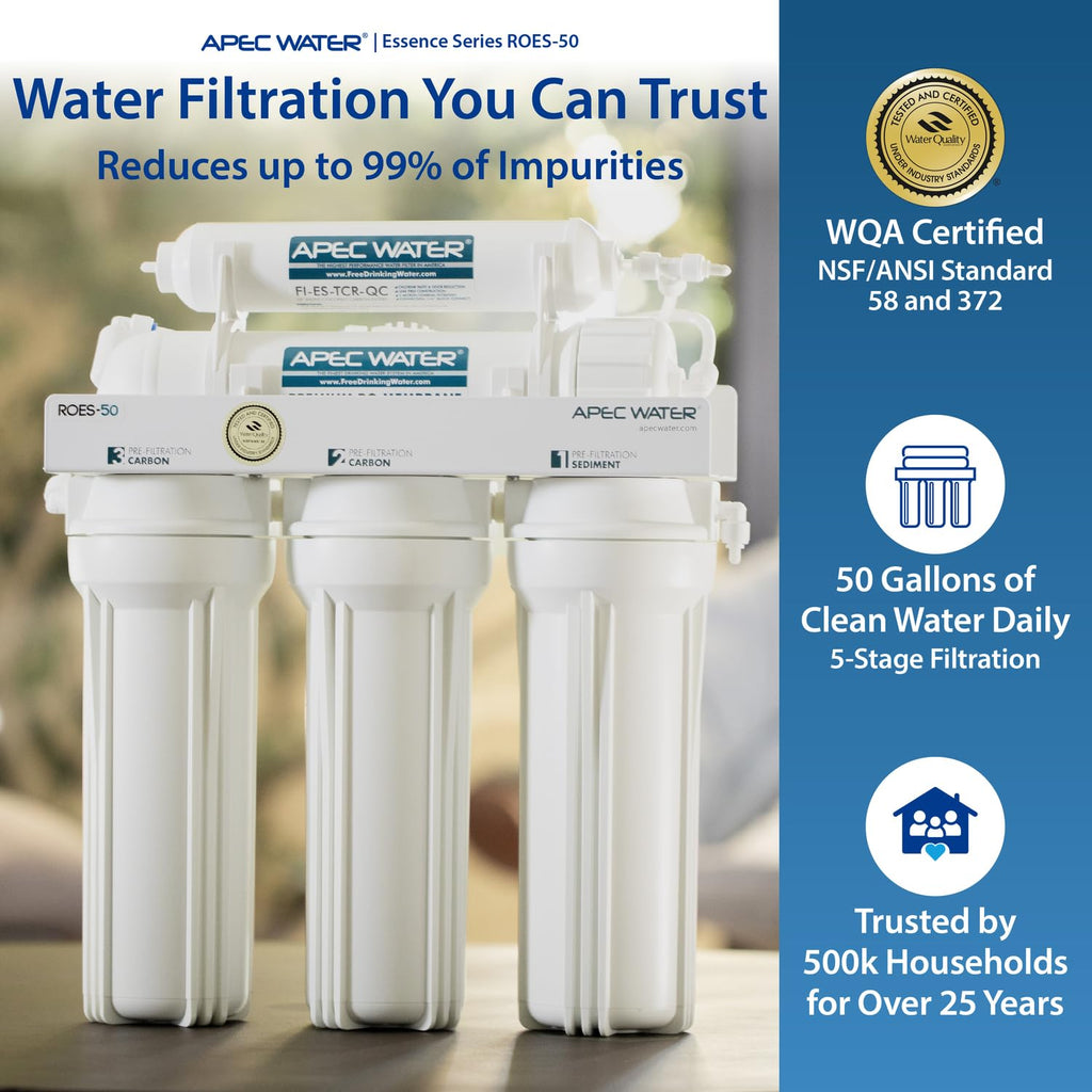 APEC Water ROES-50, 5-Stage Under Sink Reverse Osmosis System, 50 GPD