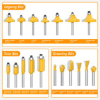 Router Bit Set 35 Pieces 1/4 Inch Shank Tungsten Carbide Tipped Router Bits for Professional Woodworkers and Beginners with Aluminum Alloy Storage Box