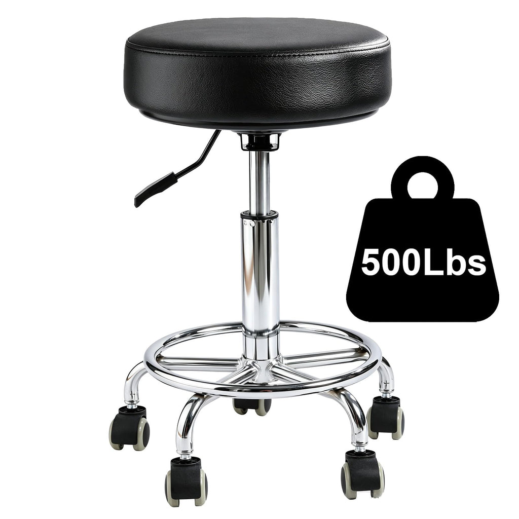 500lb heavy-duty Rolling Stool with Wheels,9.5cm thick Comfort cushion